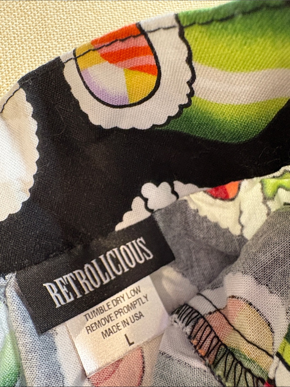 Retrolicious Black Sushi Print Circle Skirt - Picture 2 of 5